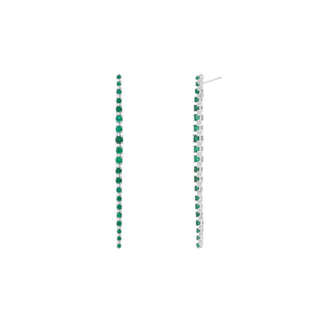 Emerald Tennis Drop Earrings