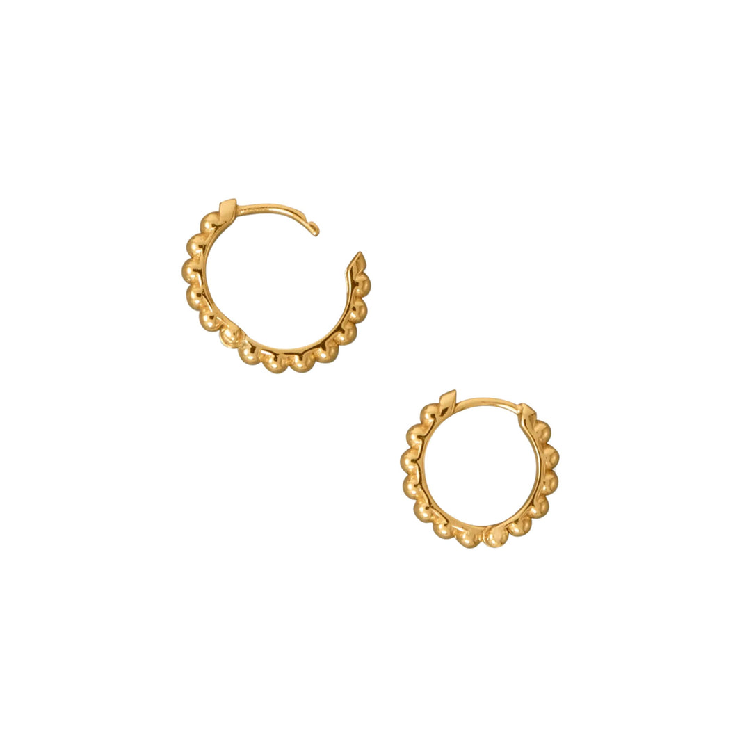 Gold Beaded Huggie Hoop Earrings