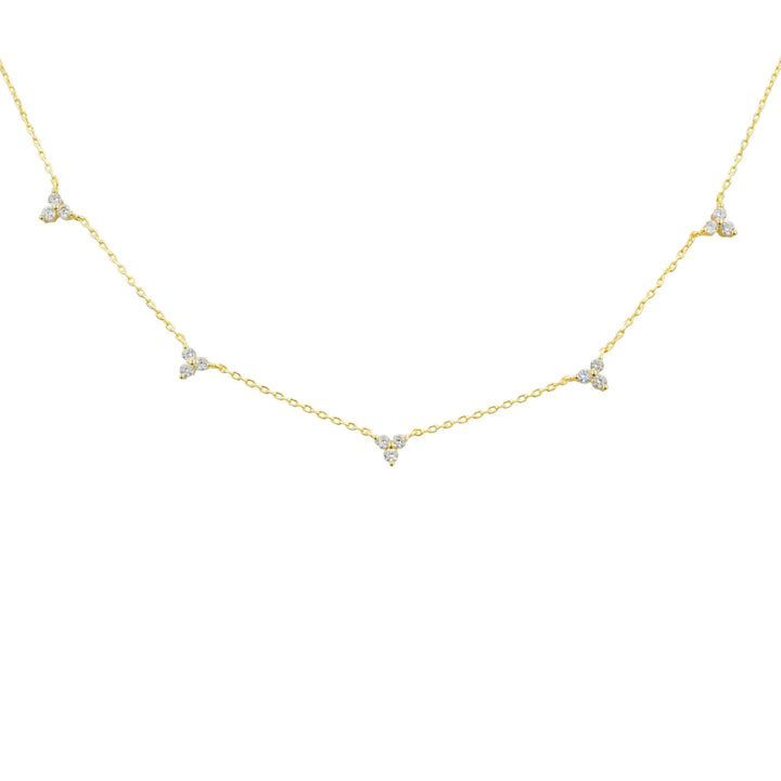 Three Stone Cluster Necklace