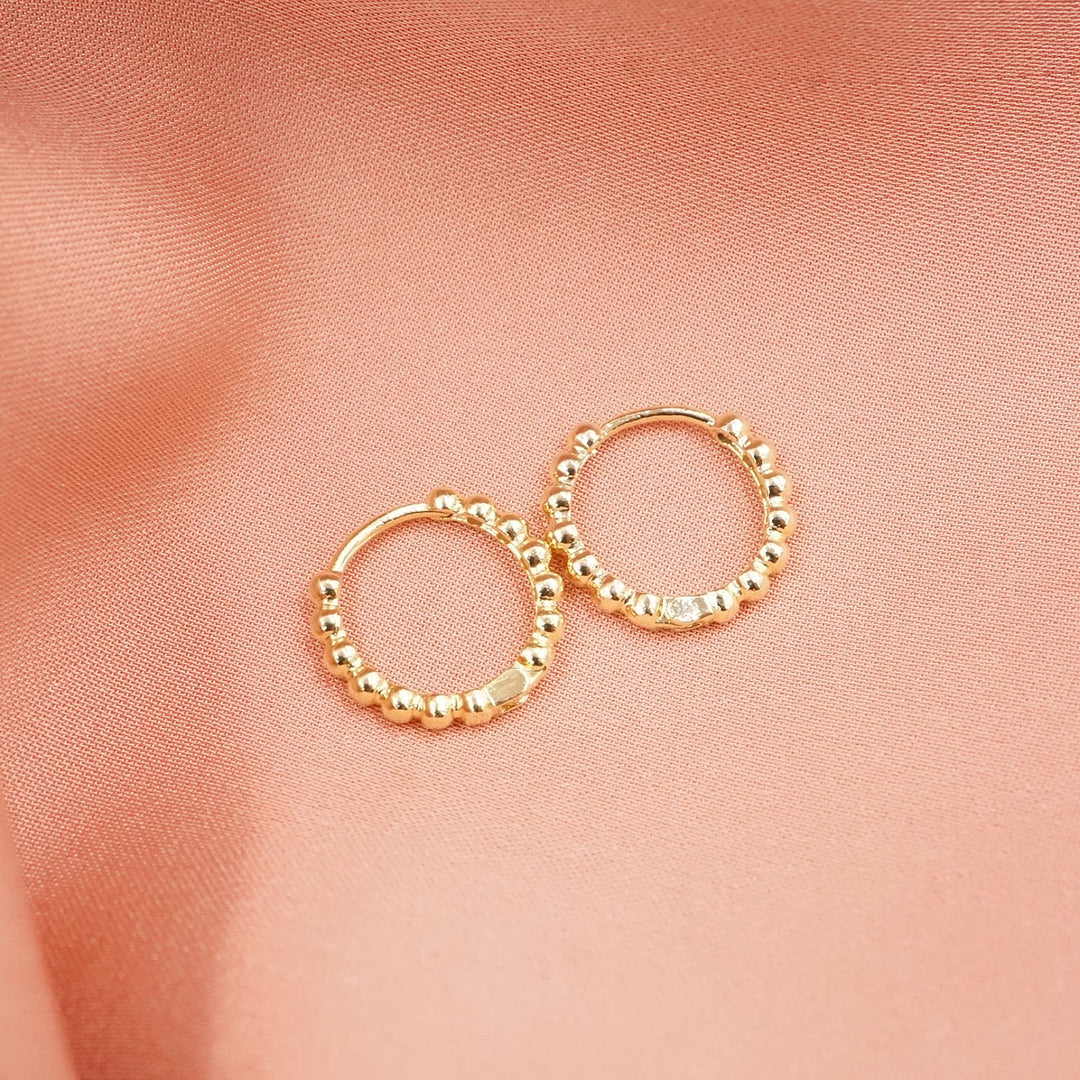 Gold Beaded Huggie Hoop Earrings