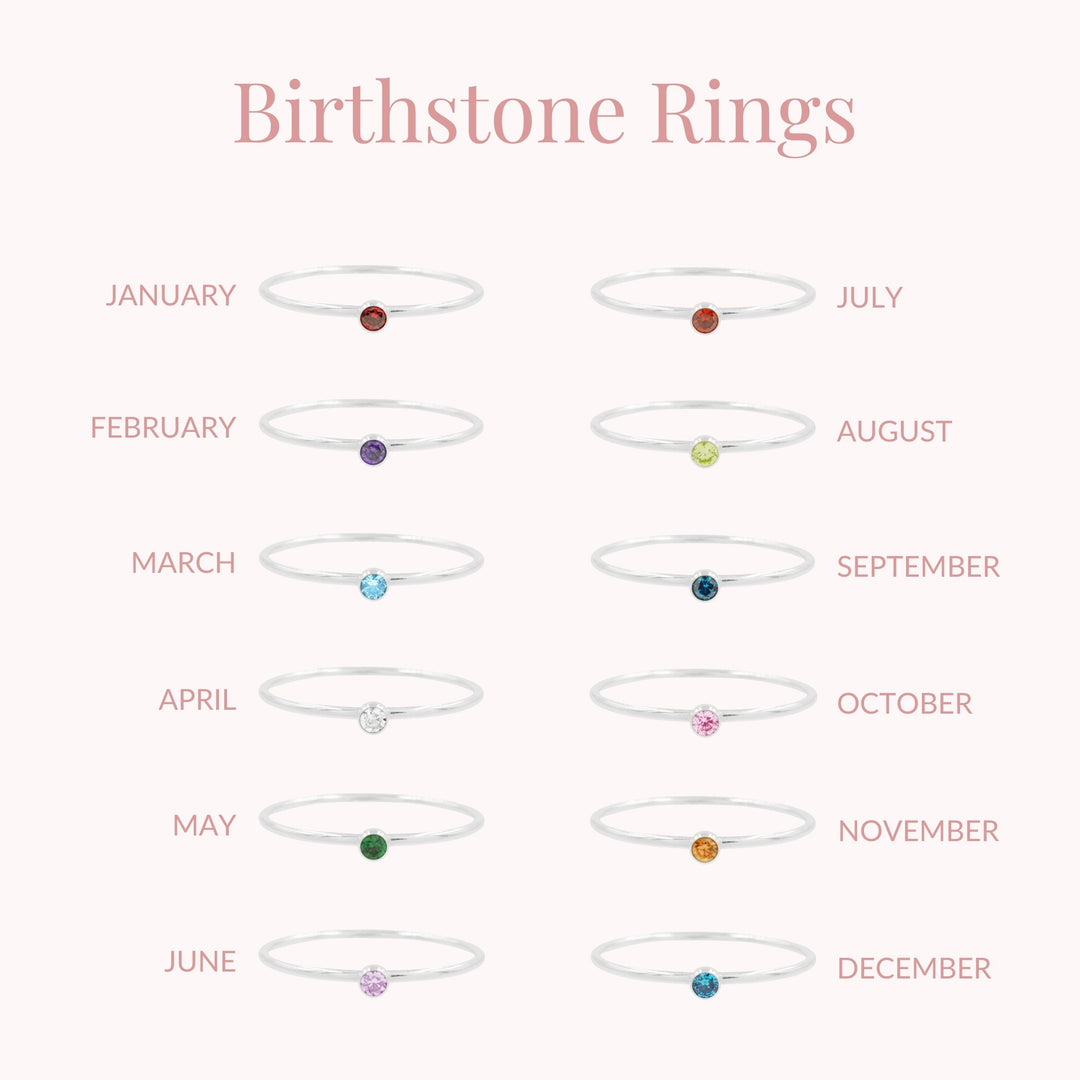 Silver Birthstone Stacking Ring