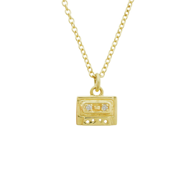 Mini Mixtape Necklace Cassette Tape Necklace Solid Gold Amanda Deer