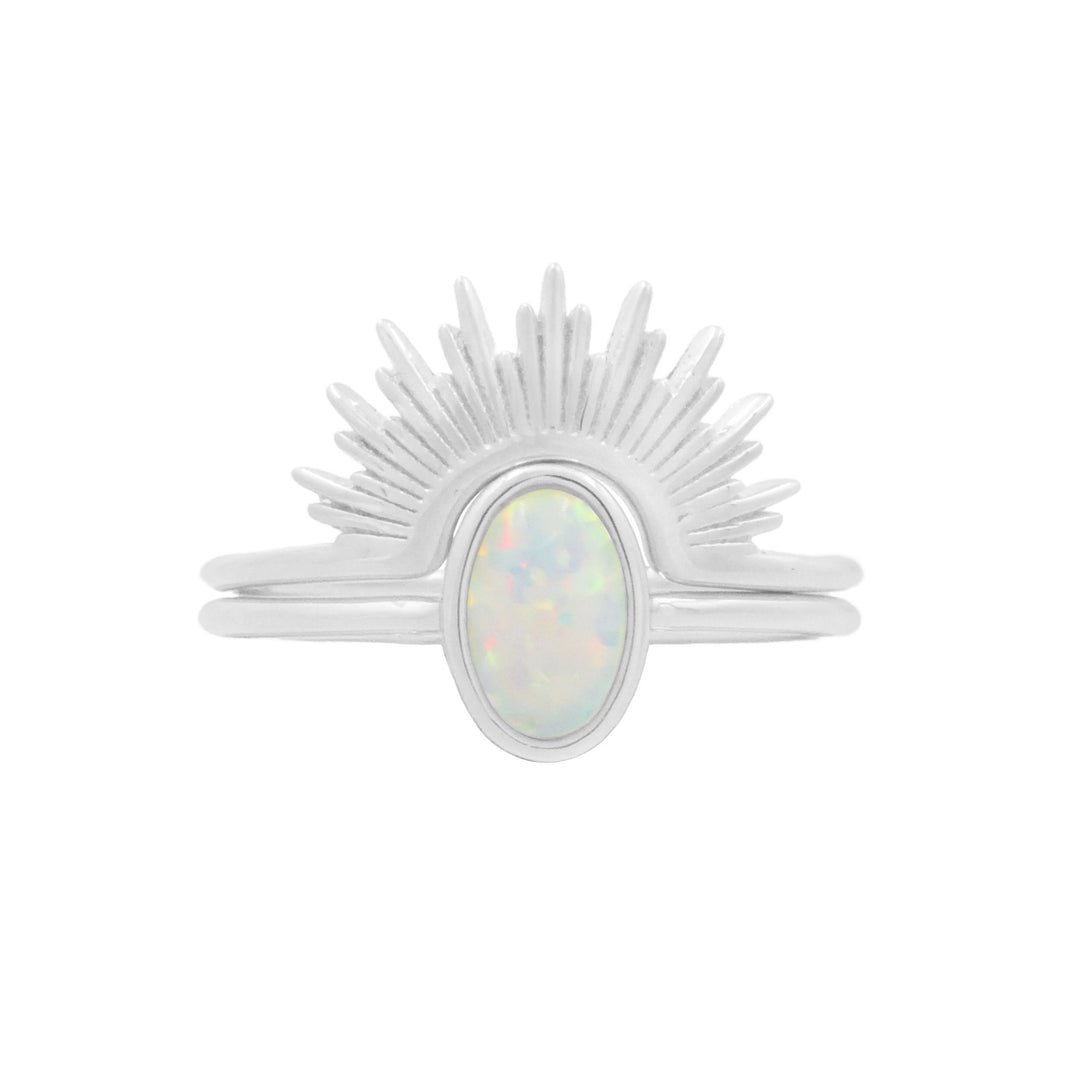 Opal Sunburst Ring Set