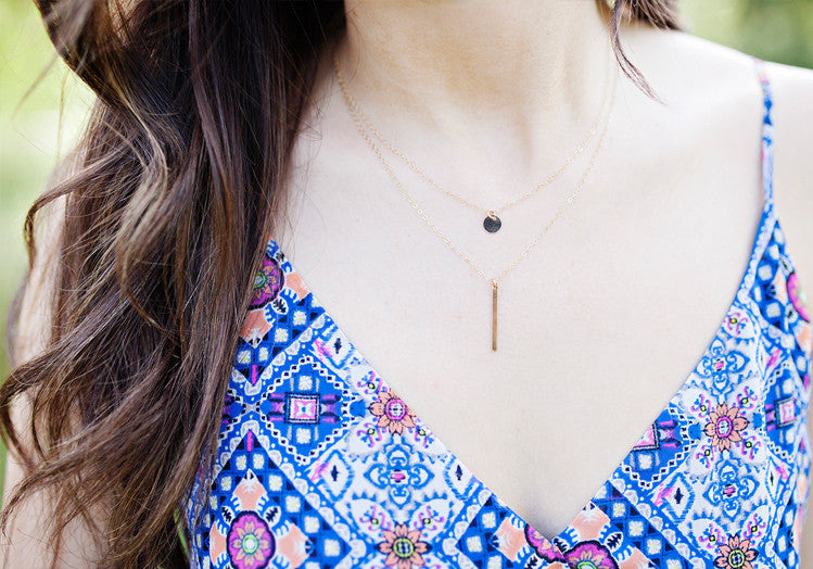 Dot and Line Layered Necklace Set