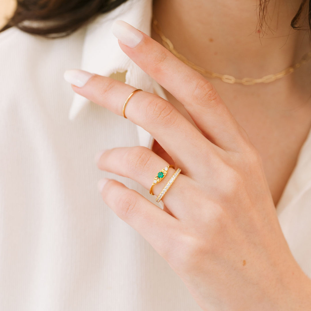 Green Onyx Evil Eye Ring