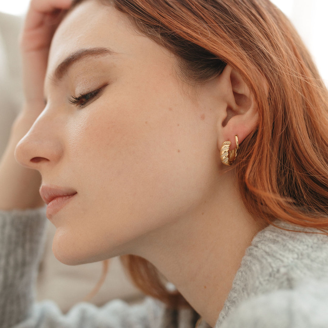 Pave Croissant Huggie Hoop Earrings – Amanda Deer Jewelry
