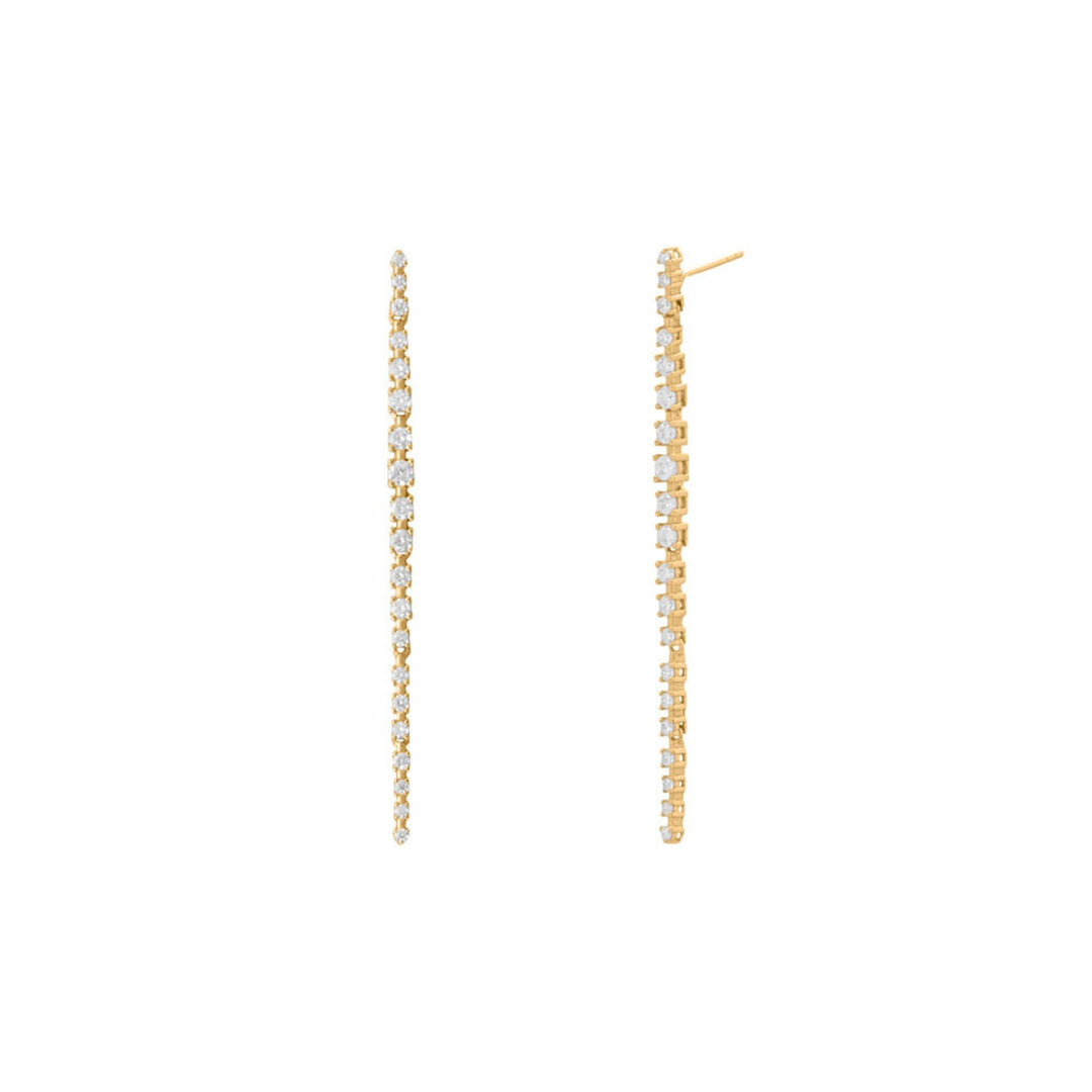 White Crystal Tennis Drop Earrings