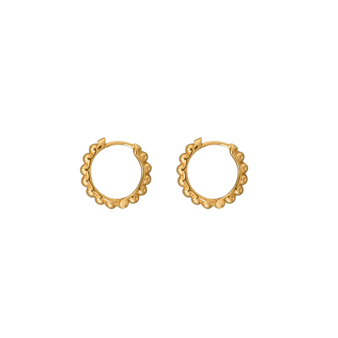 Gold Beaded Huggie Hoop Earrings