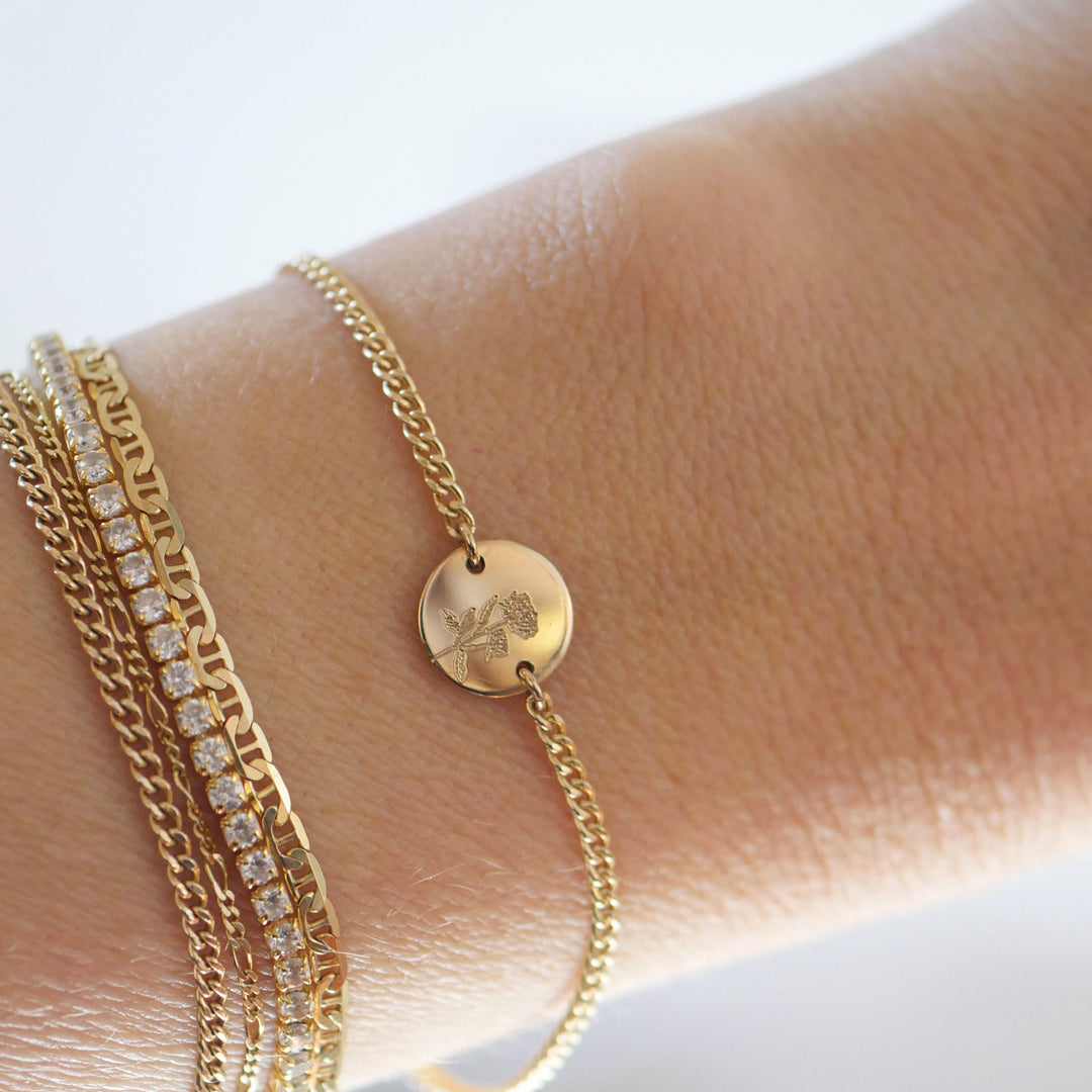 Birthflower Disc Bracelet