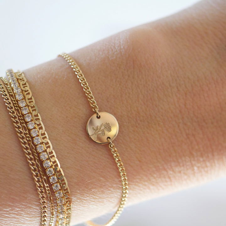 Birthflower Disc Bracelet