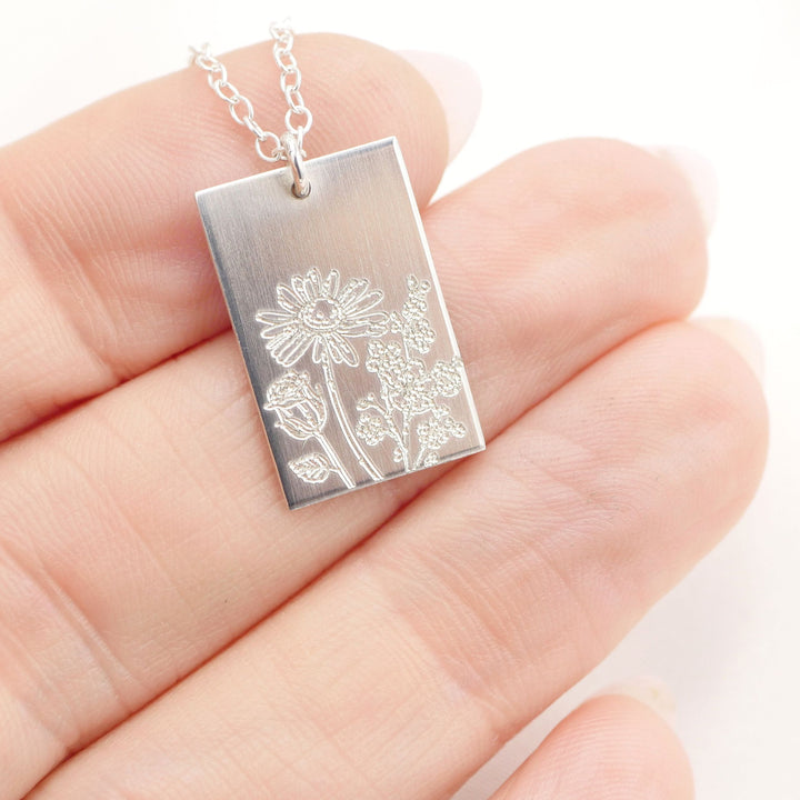 Dani Rectangle Birthflower Bouquet Necklace