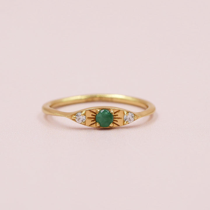 Green Onyx Evil Eye Ring
