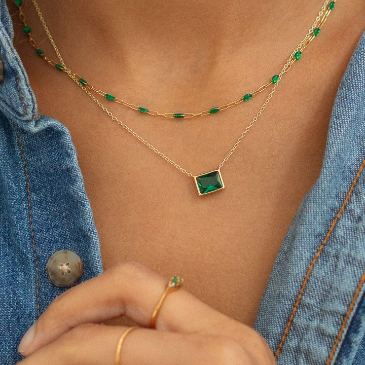 Emerald Baguette Necklace