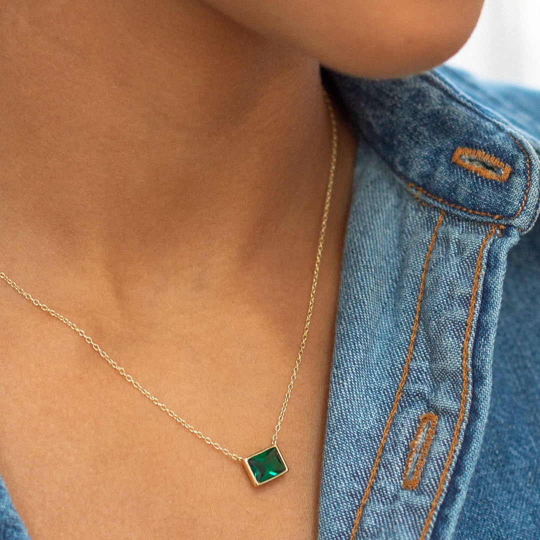 Emerald Baguette Necklace