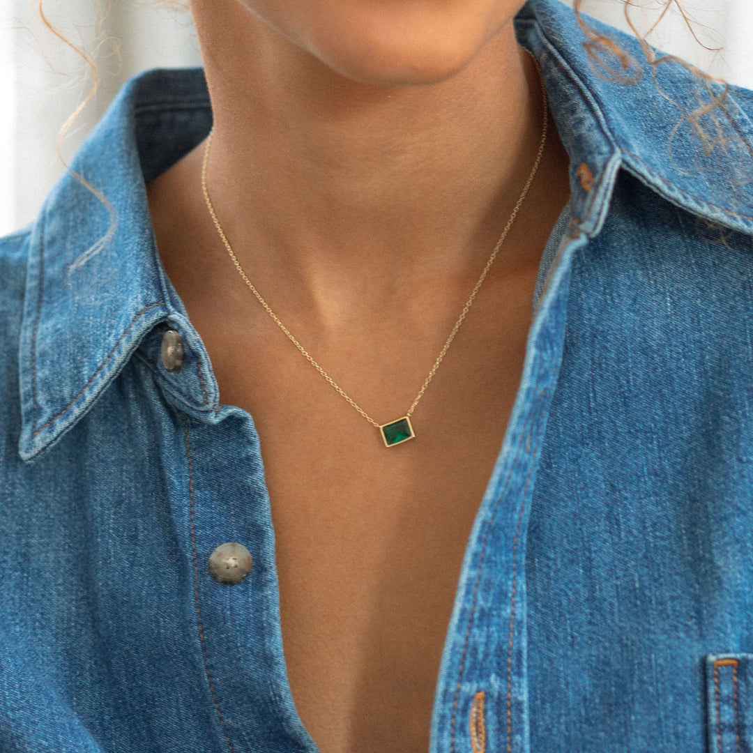 Emerald Baguette Necklace