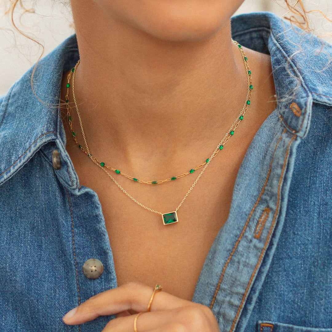 Emerald Baguette Necklace