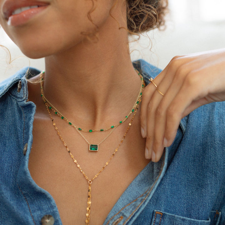Emerald Baguette Necklace
