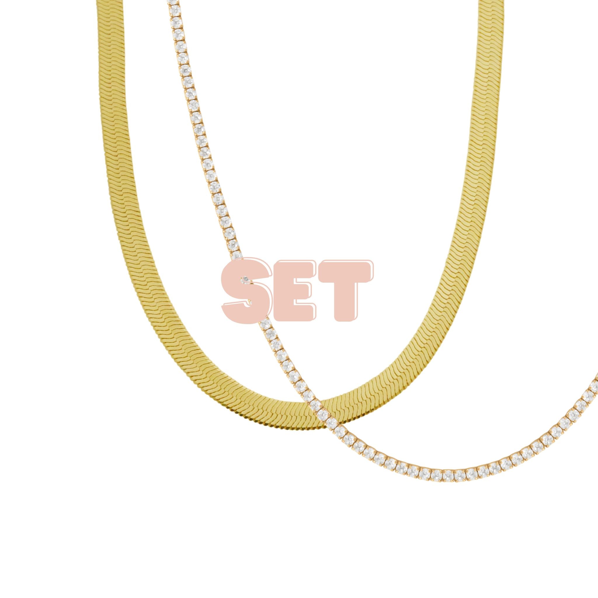 Tennis and Herringbone Necklace Set – Amanda Deer Jewelry