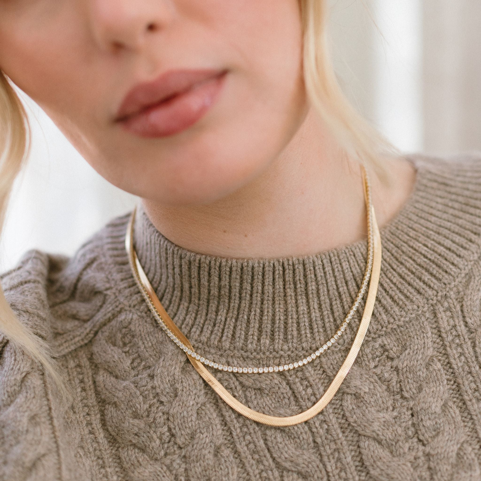 Tennis and Herringbone Necklace Set – Amanda Deer Jewelry