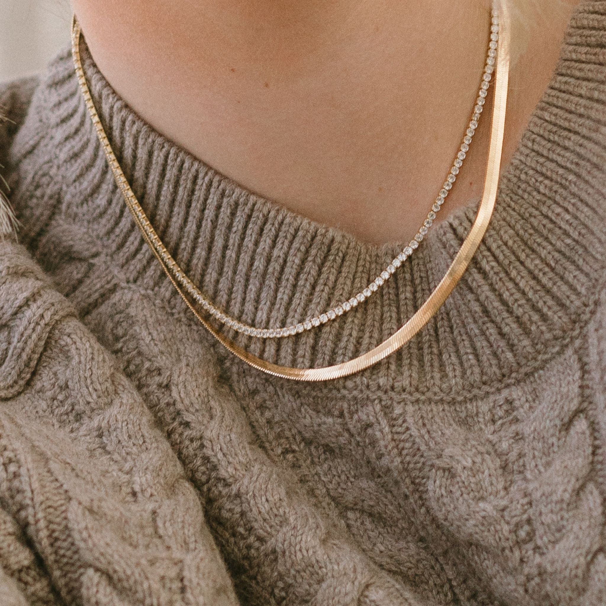 Tennis and Herringbone Necklace Set – Amanda Deer Jewelry