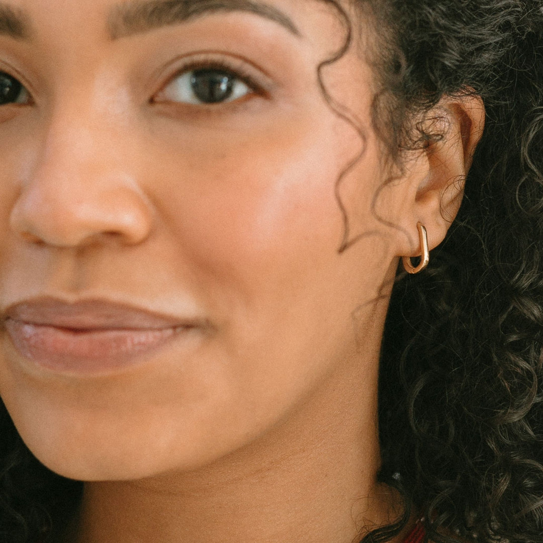 Elongated Huggie Hoops