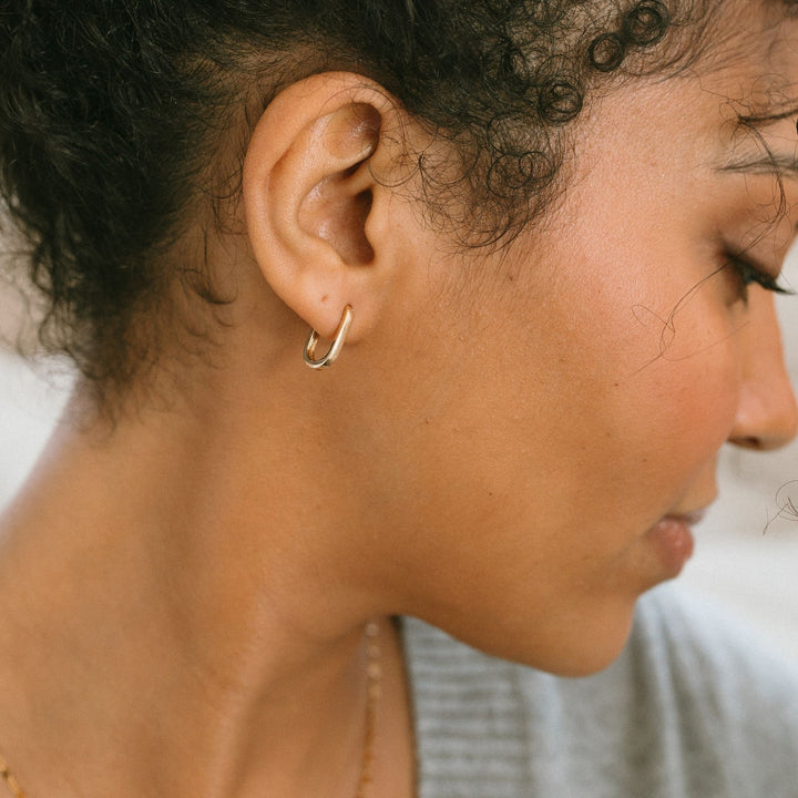 Elongated Huggie Hoops