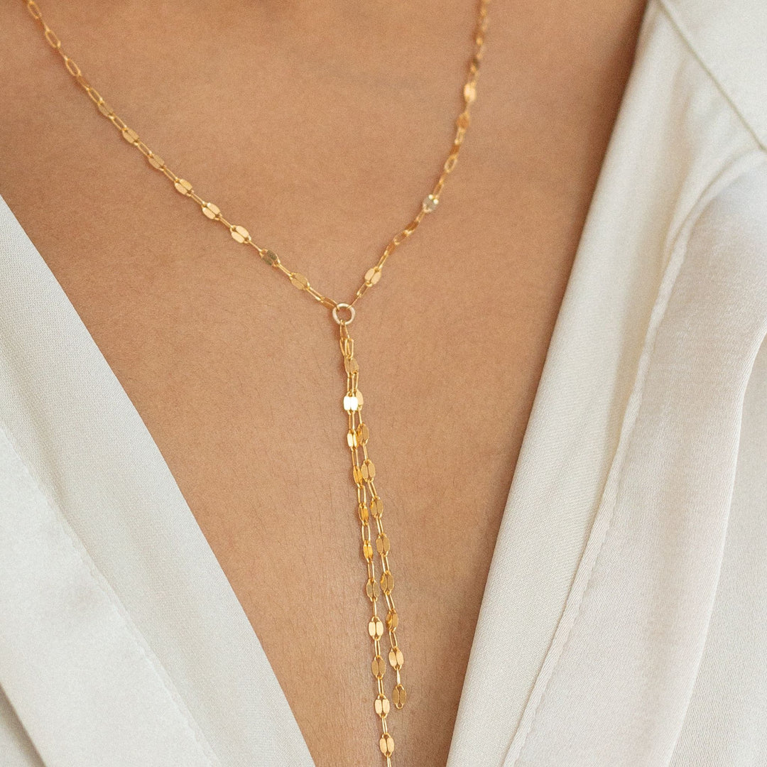 Mirror Chain Lariat Necklace