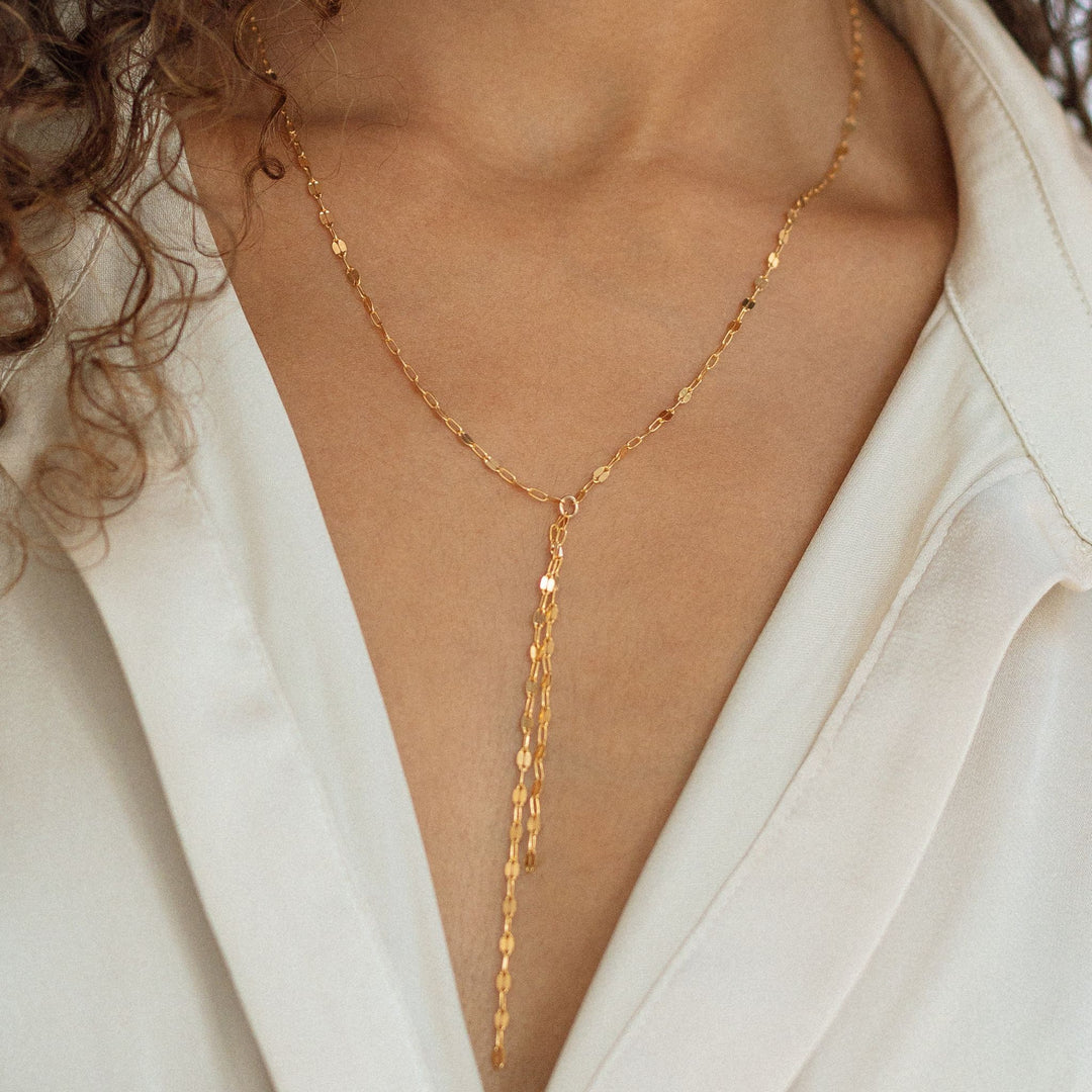 Mirror Chain Lariat Necklace