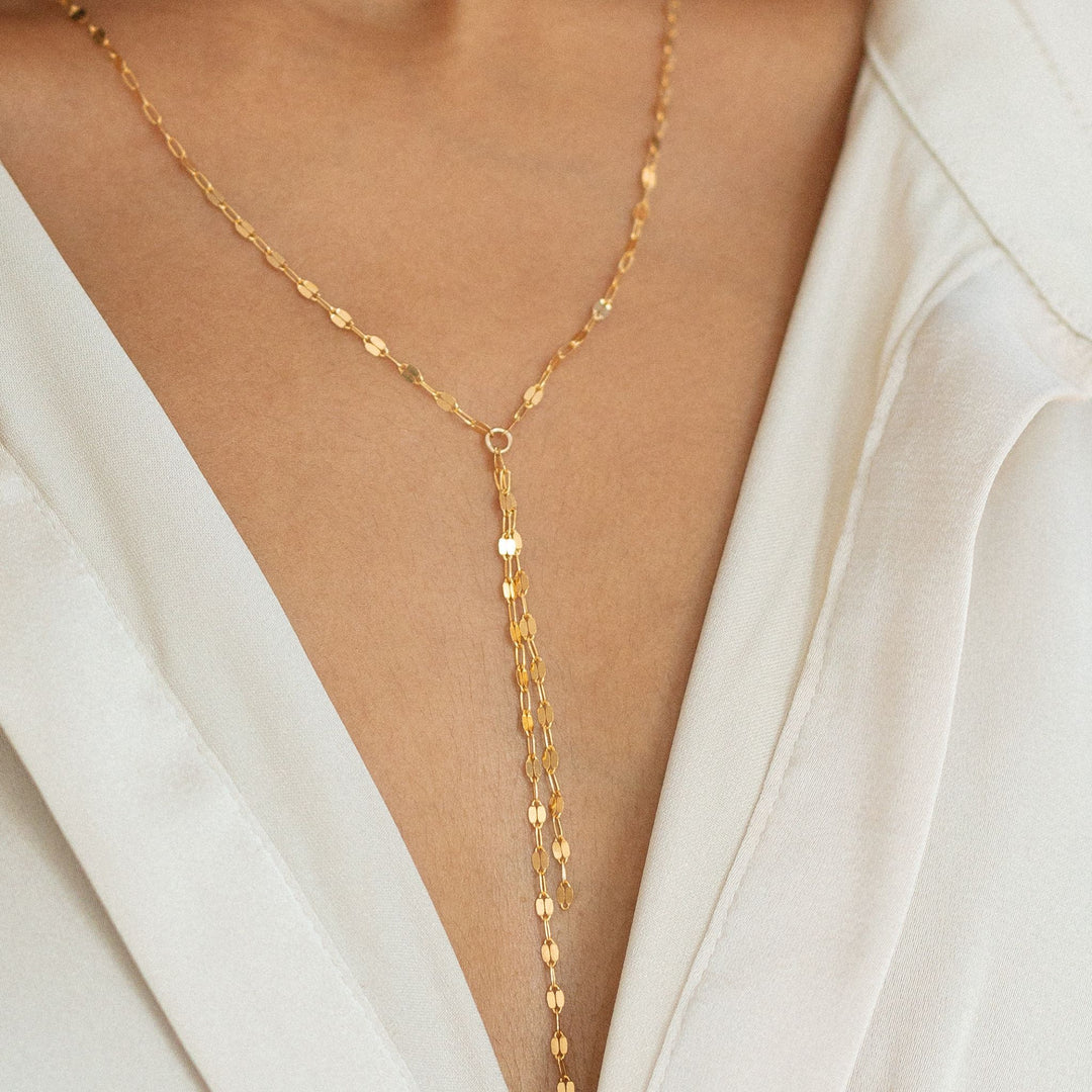 Mirror Chain Lariat Necklace