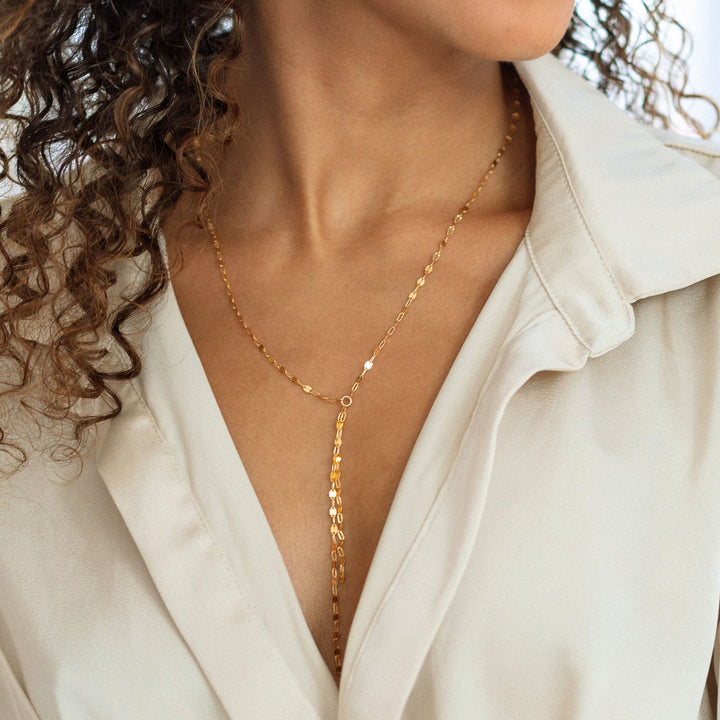 Mirror Chain Lariat Necklace