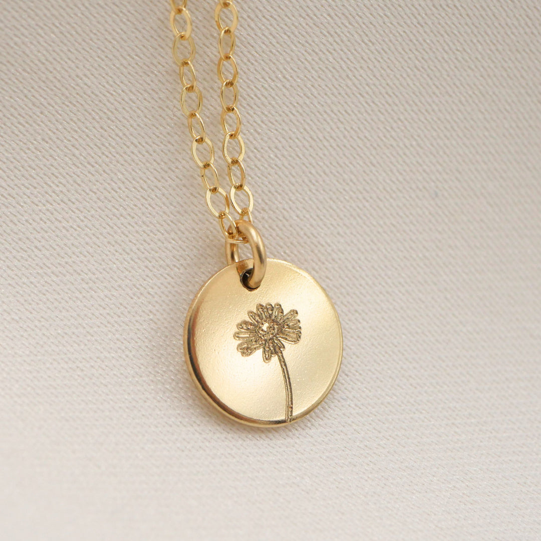 Mini Birthflower Disc Necklace