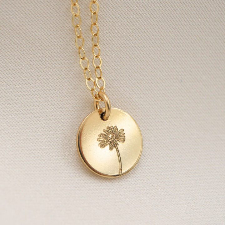 Mini Birthflower Disc Necklace