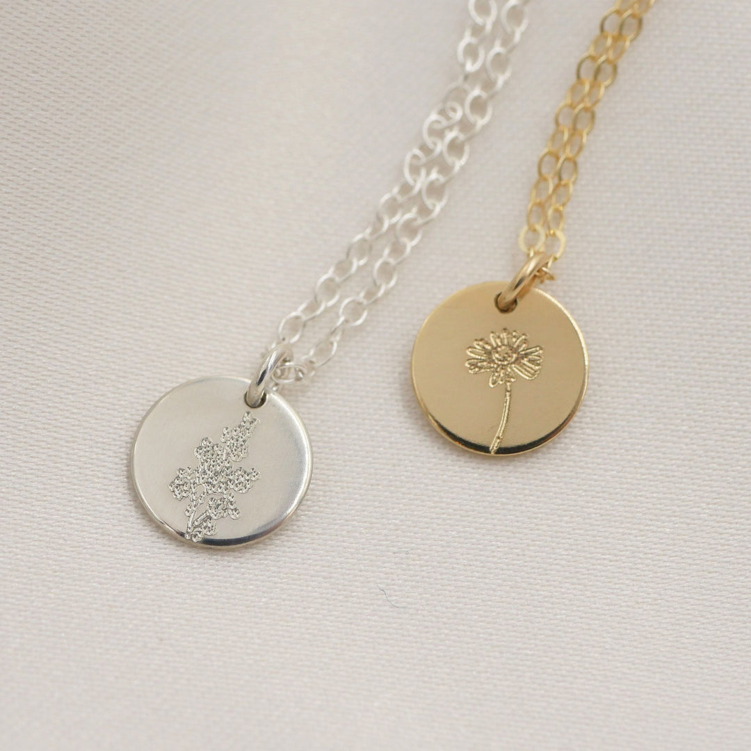 Mini Birthflower Disc Necklace