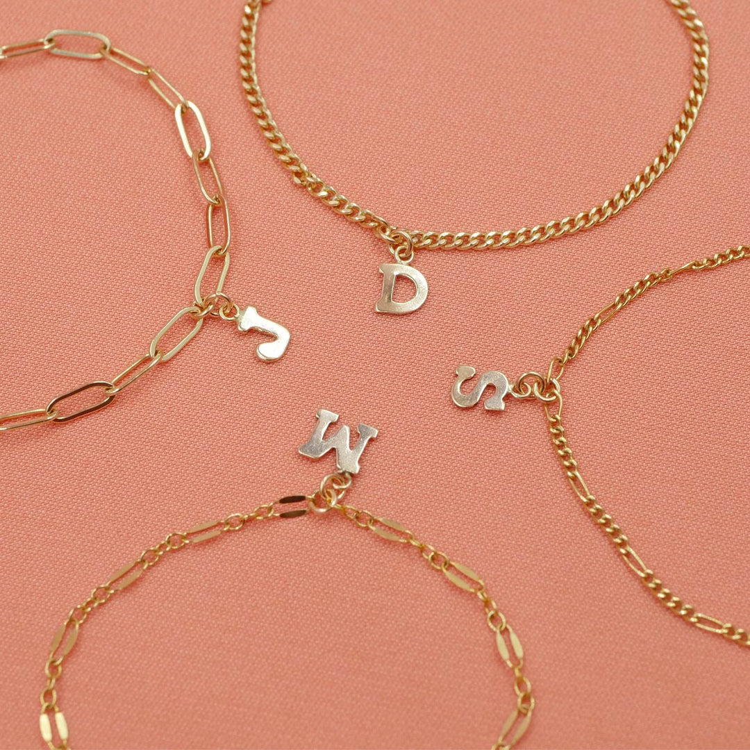 Mini Gold Initial Charm Bracelet