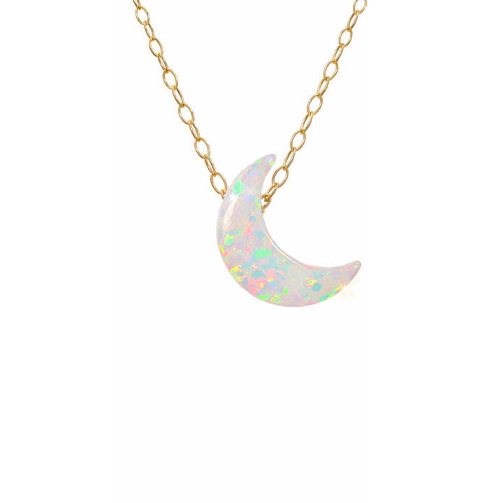 Opal Crescent Moon Necklace