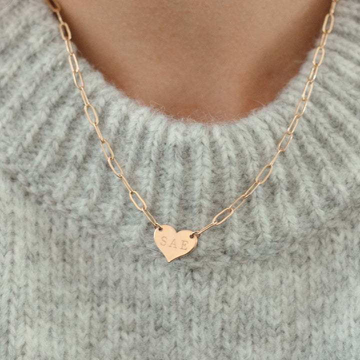 Heart Paperclip Initial Necklace