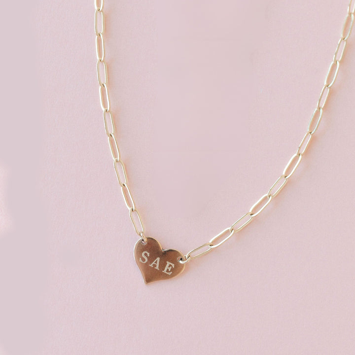 Heart Paperclip Initial Necklace