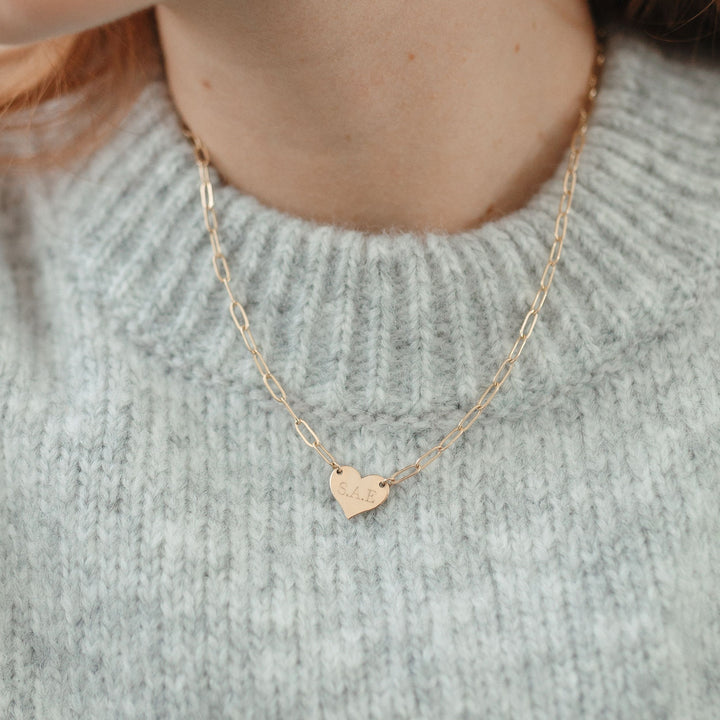 Heart Paperclip Initial Necklace