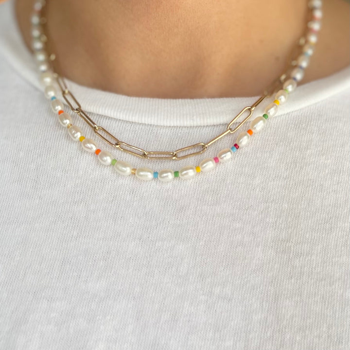 Rainbow Pearl Necklace