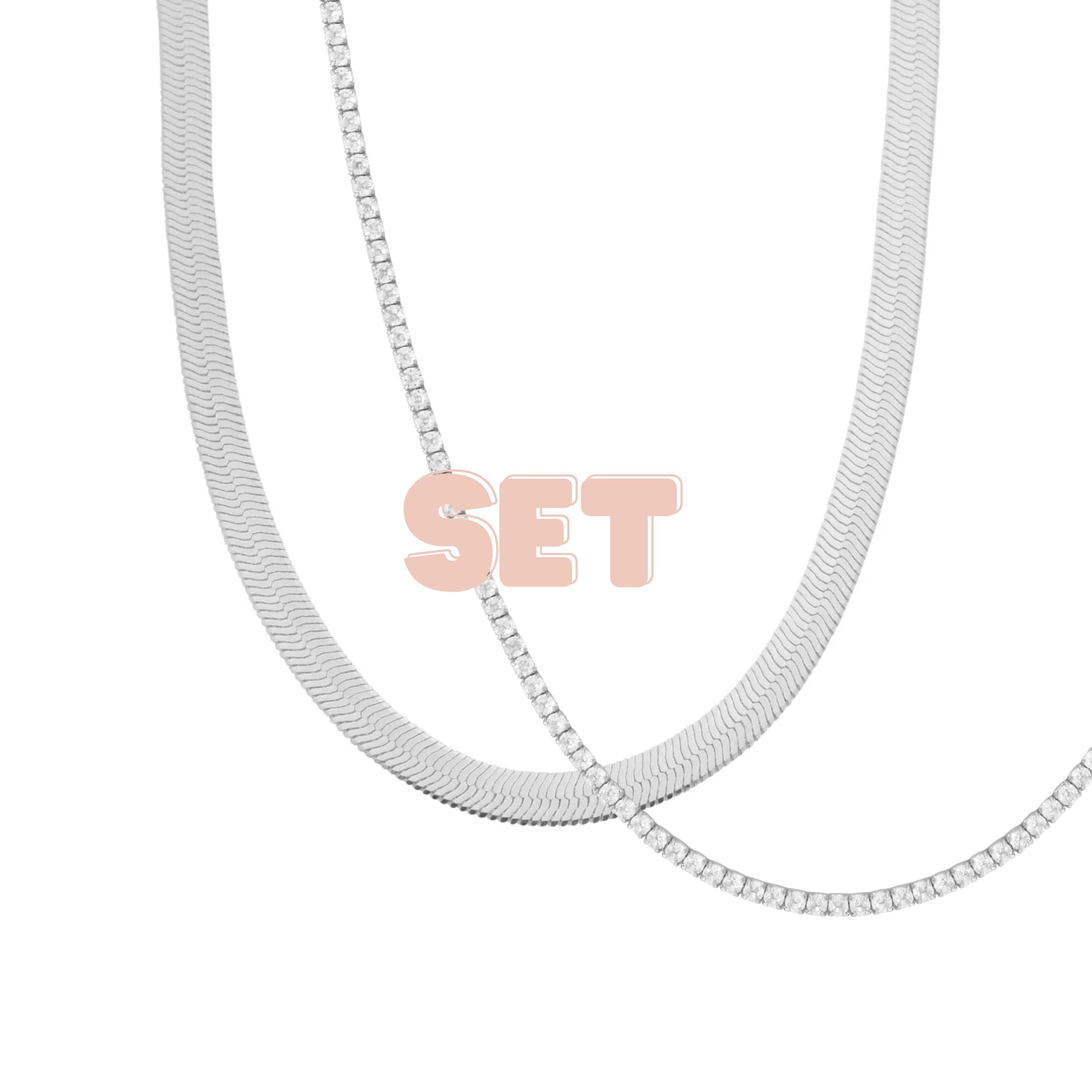 Tennis and Herringbone Necklace Set – Amanda Deer Jewelry
