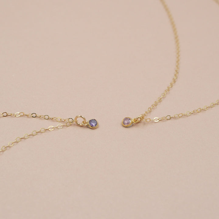 Mini Gold Birthstone Charm Necklace