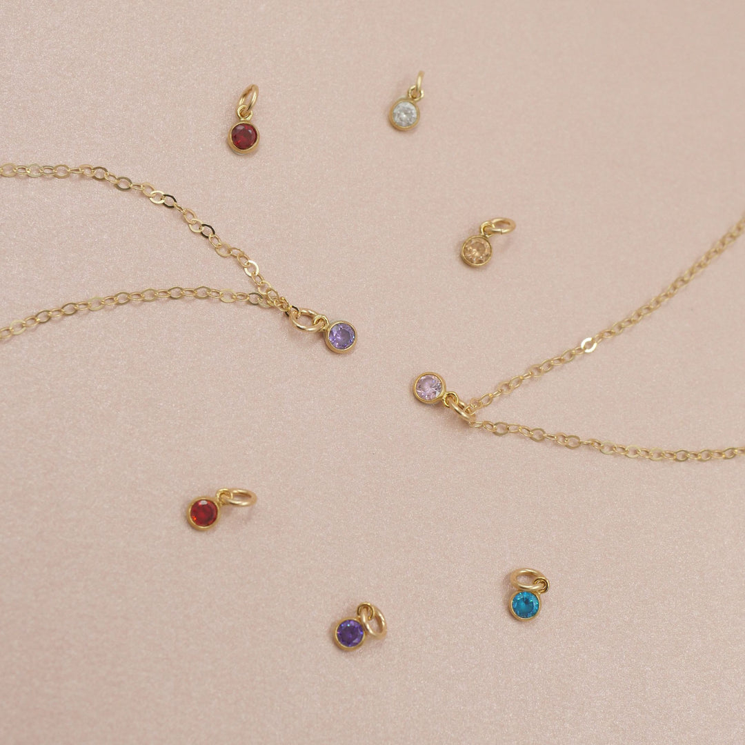 Mini Gold Birthstone Charm Necklace