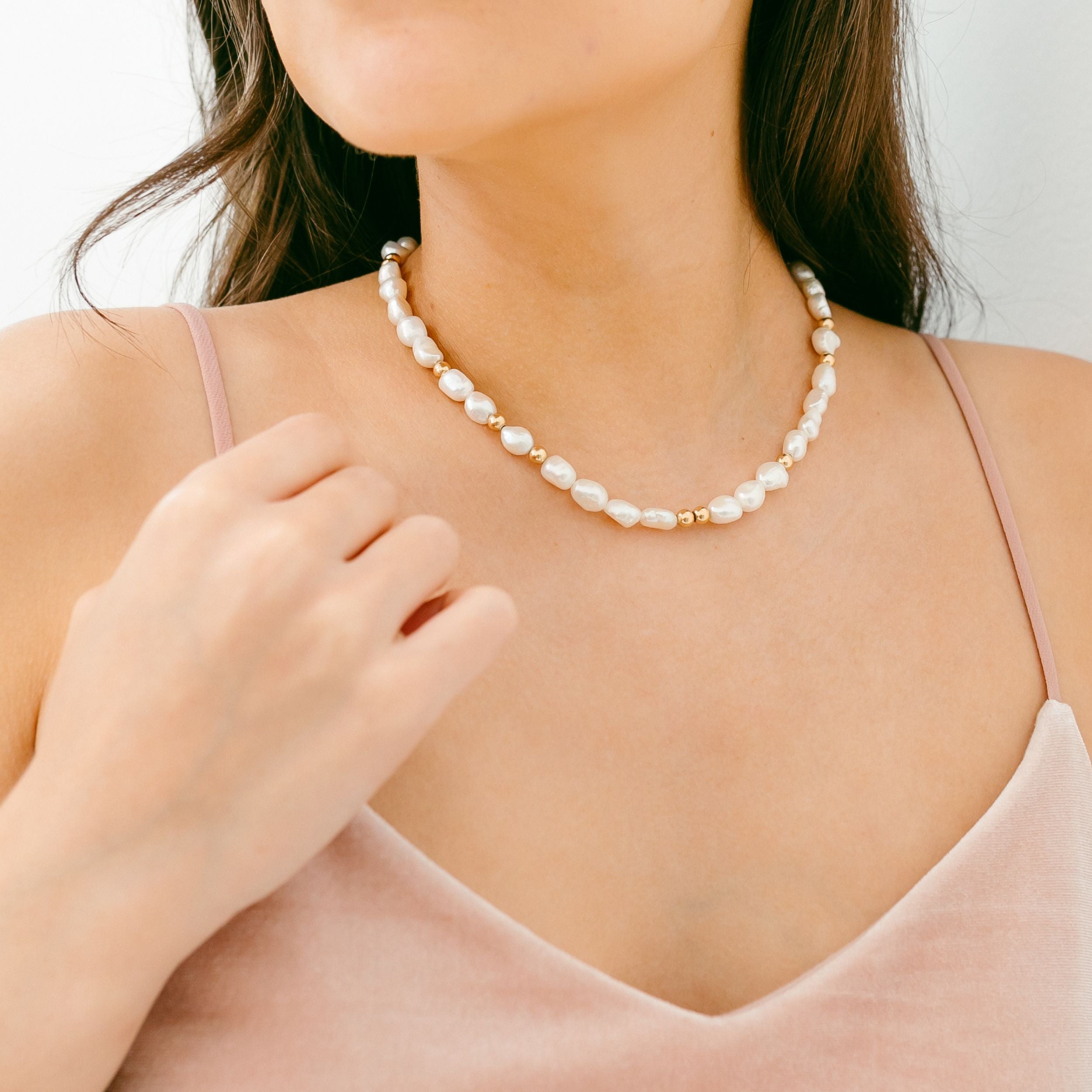 Chunky Pearl Necklace | Gold and Pearl Necklace – Amanda Deer Jewelry