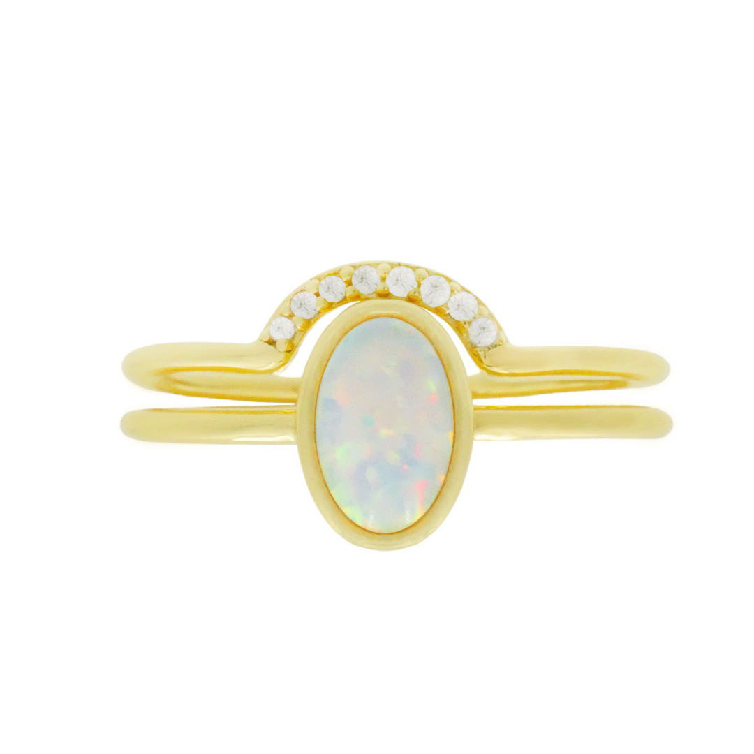 Opal and Arch Ring Set