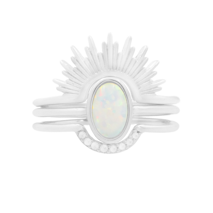 Sunburst Opal and Arch Ring Set