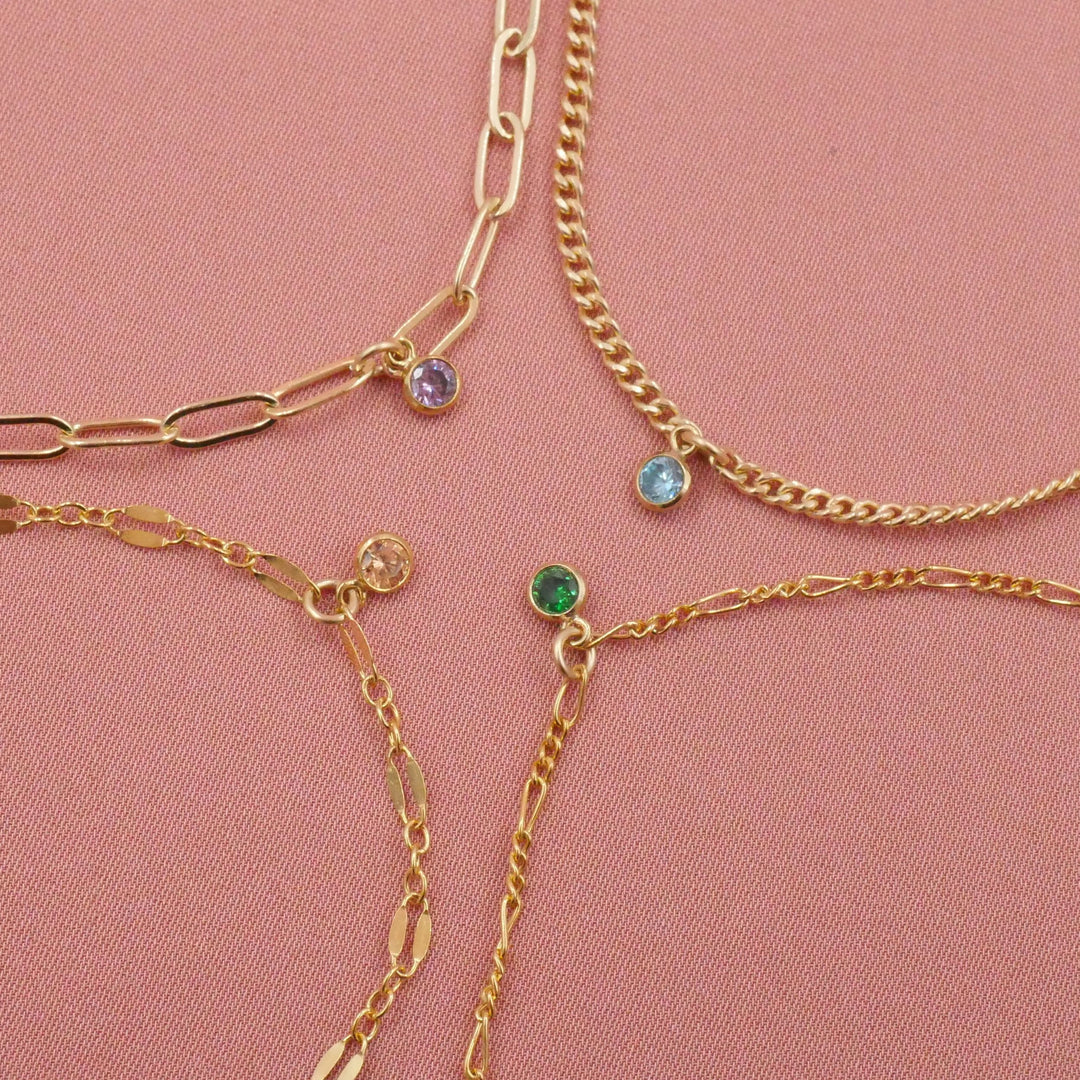 Mini Gold Birthstone Charm Bracelet