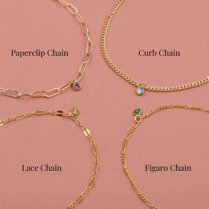 Mini Gold Birthstone Charm Bracelet