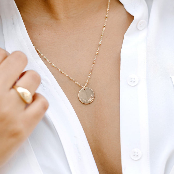Date Disc Necklace | Personalized Jewelry – Amanda Deer Jewelry