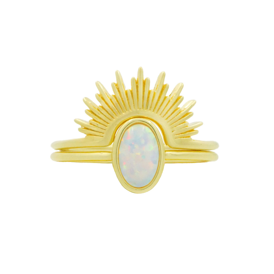 Opal Sunburst Ring Set