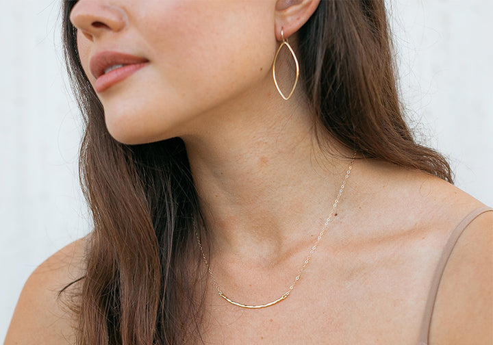 Hammered Curved Bar Necklace